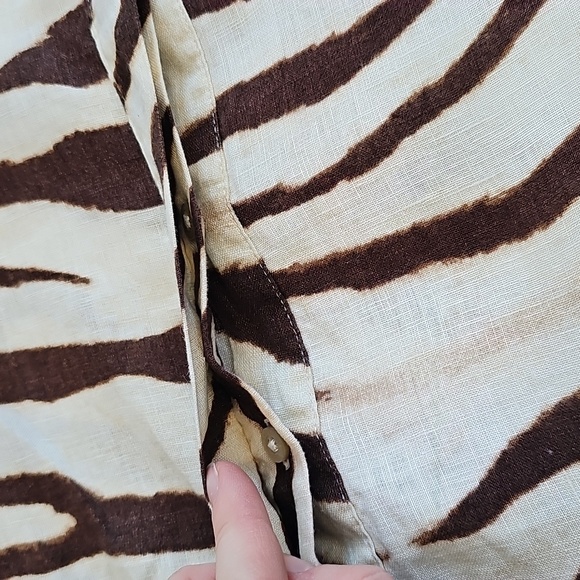 Lauren Ralph Lauren Linen Animal Print Button Front Fit And Flare Dress, Sz 10 - Picture 6 of 16